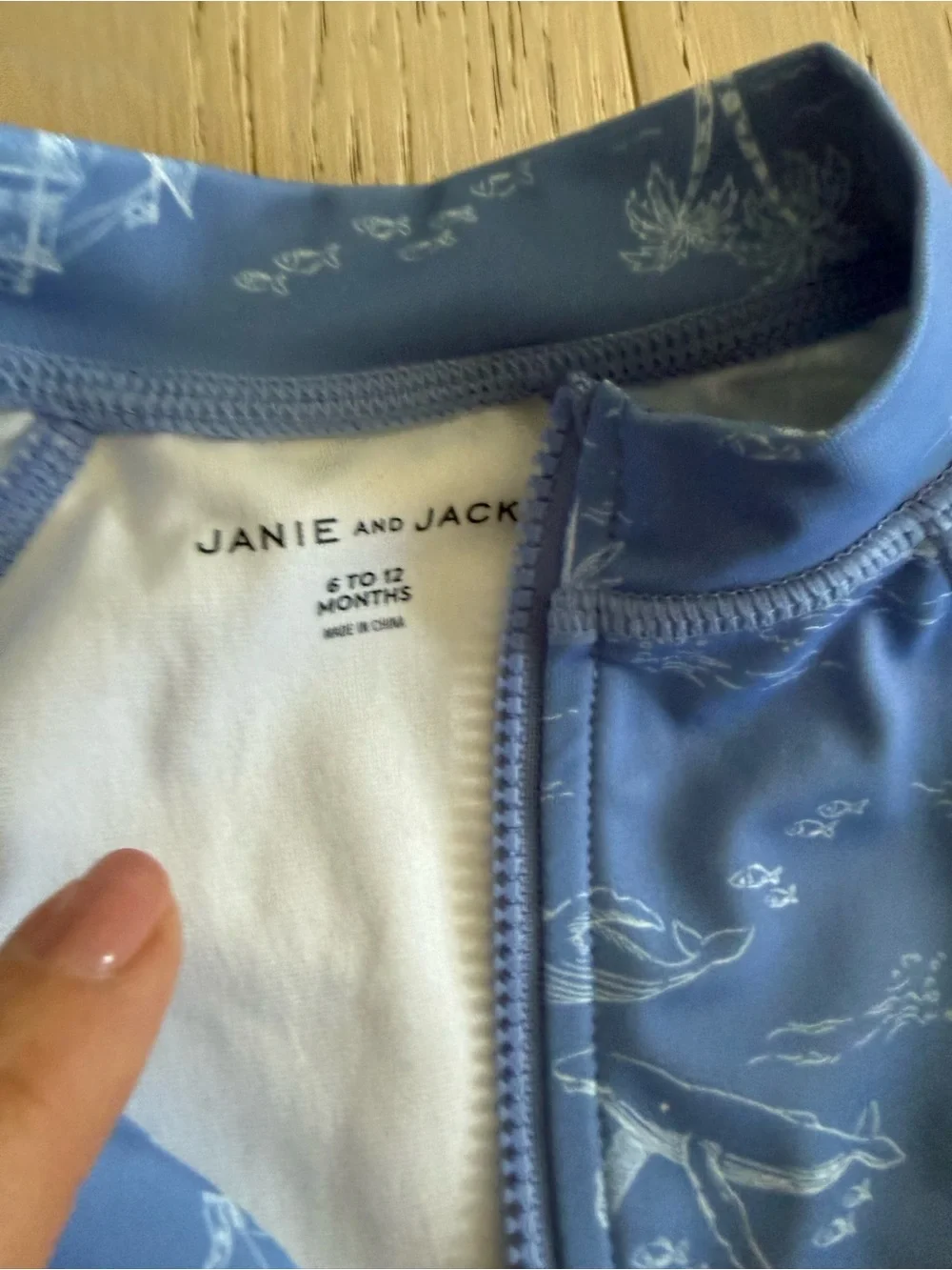 Janie and Jack Blue Long-Sleeve Zip Front Rashguard One-Piece